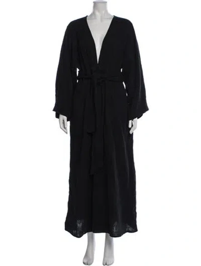 Pre-owned Mara Hoffman V-neck Long Dress In Black