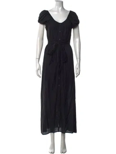 Pre-owned Mara Hoffman V-neck Long Dress In Black
