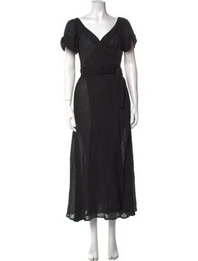 Pre-owned Mara Hoffman V-neck Long Dress In Black