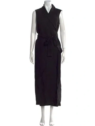 Pre-owned Mara Hoffman V-neck Long Dress In Black