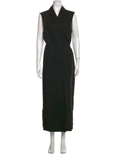Pre-owned Mara Hoffman V-neck Long Dress In Black