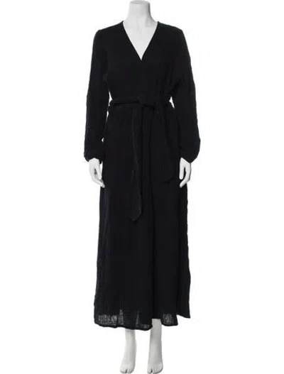 Pre-owned Mara Hoffman V-neck Long Dress In Blue