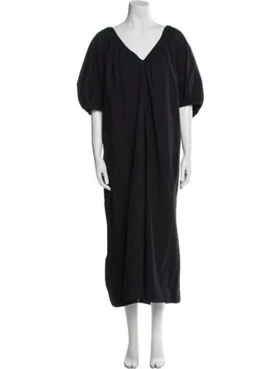 Pre-owned Mara Hoffman V-neck Long Dress In Blue