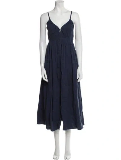 Pre-owned Mara Hoffman V-neck Long Dress In Blue