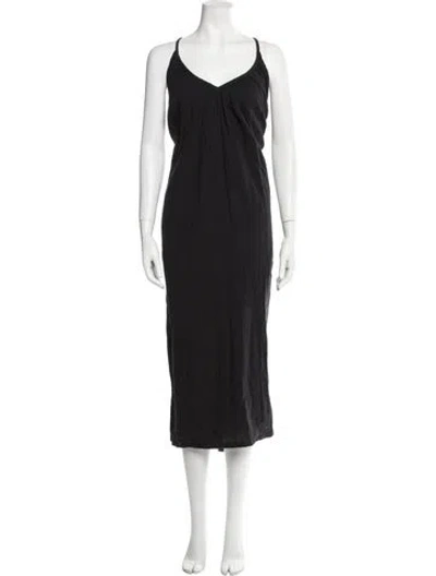 Pre-owned Mara Hoffman V-neck Long Dress In Blue