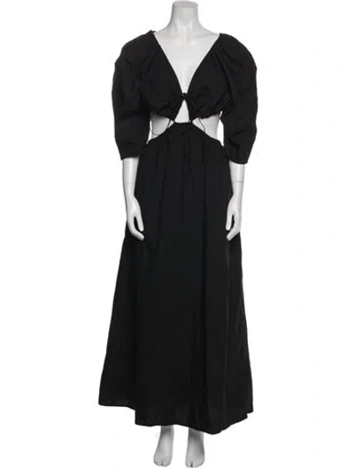 Pre-owned Mara Hoffman V-neck Long Dress In Blue