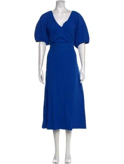 Pre-owned Mara Hoffman V-neck Long Dress In Blue