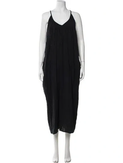 Pre-owned Mara Hoffman V-neck Long Dress In Blue