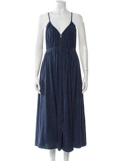 Pre-owned Mara Hoffman V-neck Long Dress In Blue