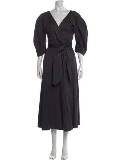 Pre-owned Mara Hoffman V-neck Long Dress In Blue