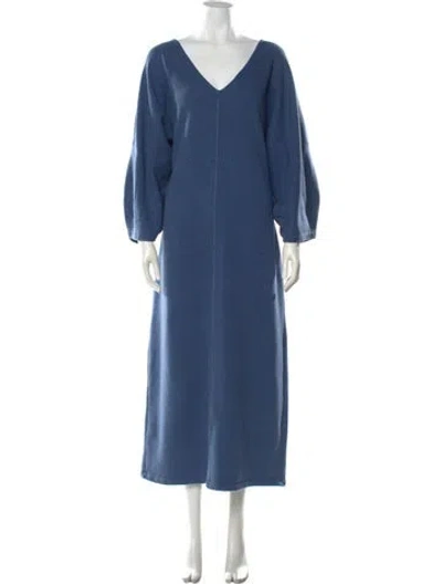 Pre-owned Mara Hoffman V-neck Long Dress In Blue