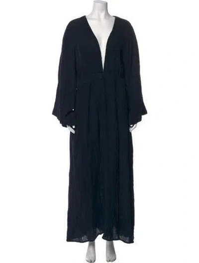 Pre-owned Mara Hoffman V-neck Long Dress In Blue