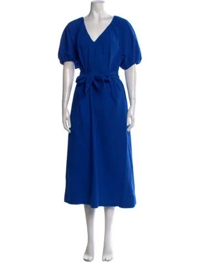 Pre-owned Mara Hoffman V-neck Long Dress In Blue