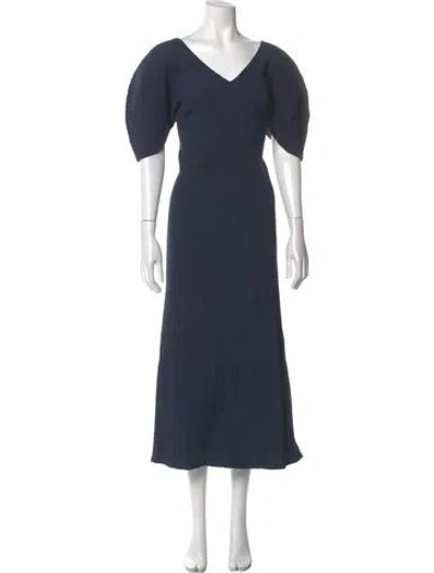 Pre-owned Mara Hoffman V-neck Long Dress In Blue