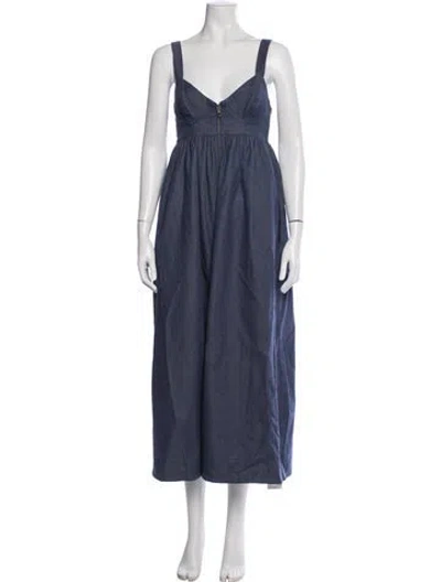 Pre-owned Mara Hoffman V-neck Long Dress In Blue