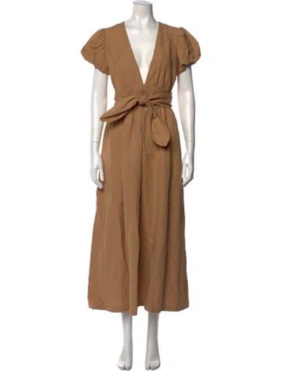 Pre-owned Mara Hoffman V-neck Long Dress In Brown
