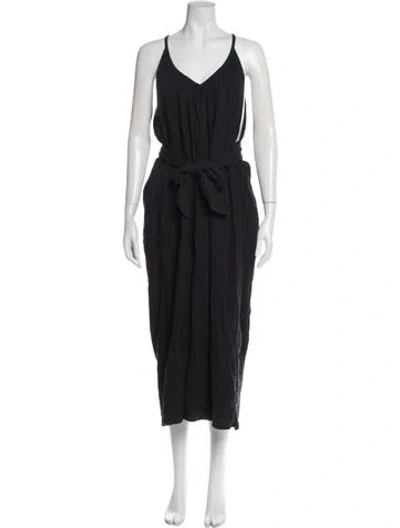 Pre-owned Mara Hoffman V-neck Long Dress In Gray
