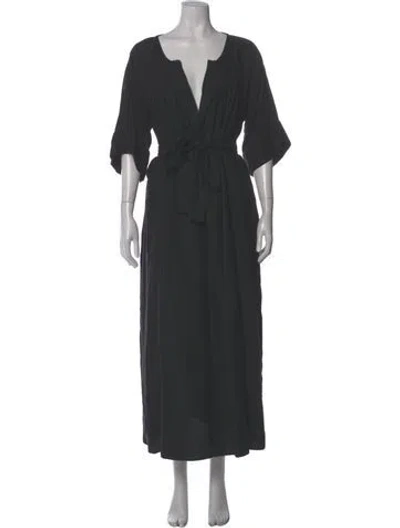 Pre-owned Mara Hoffman V-neck Long Dress In Gray