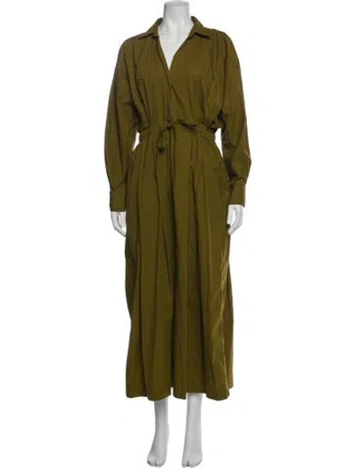 Pre-owned Mara Hoffman V-neck Long Dress In Green