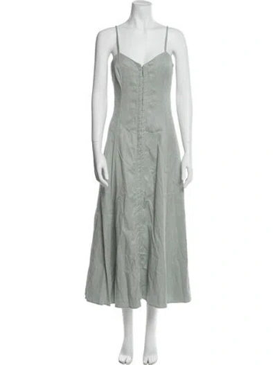 Pre-owned Mara Hoffman V-neck Long Dress In Green