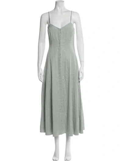 Pre-owned Mara Hoffman V-neck Long Dress In Green