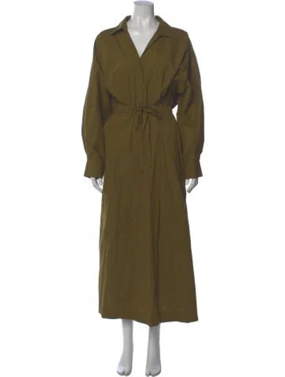 Pre-owned Mara Hoffman V-neck Long Dress In Green