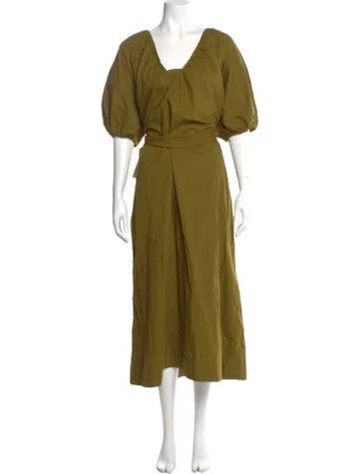 Pre-owned Mara Hoffman V-neck Long Dress In Green