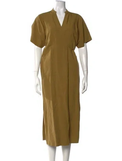 Pre-owned Mara Hoffman V-neck Long Dress In Green