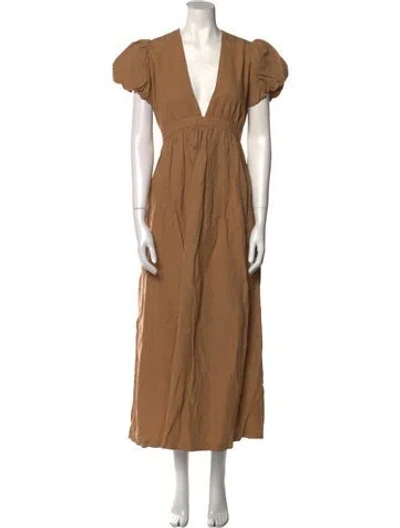 Pre-owned Mara Hoffman V-neck Long Dress In Neutral