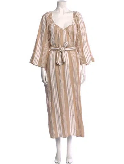 Pre-owned Mara Hoffman V-neck Long Dress In Neutral