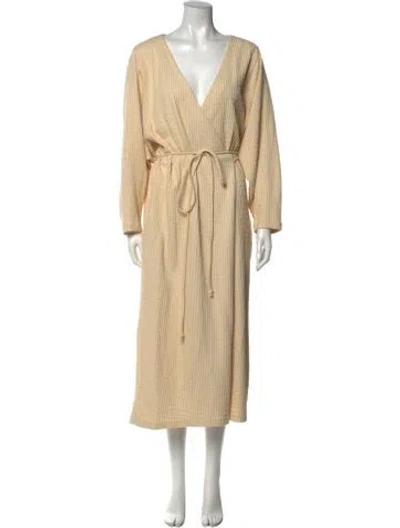 Pre-owned Mara Hoffman V-neck Long Dress In Neutral