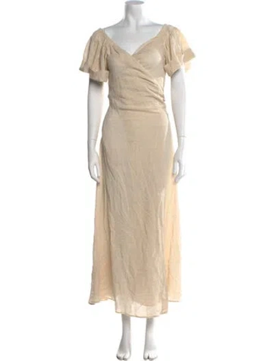 Pre-owned Mara Hoffman V-neck Long Dress In Neutral