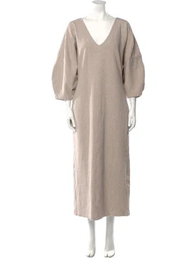 Pre-owned Mara Hoffman V-neck Long Dress In Neutral