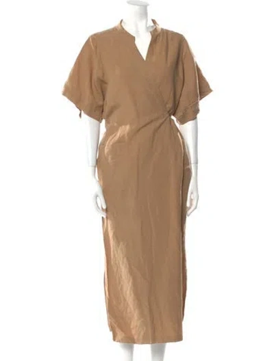 Pre-owned Mara Hoffman V-neck Long Dress In Neutral