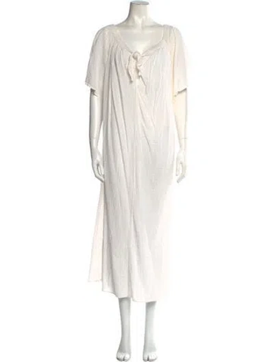 Pre-owned Mara Hoffman V-neck Long Dress In Neutral