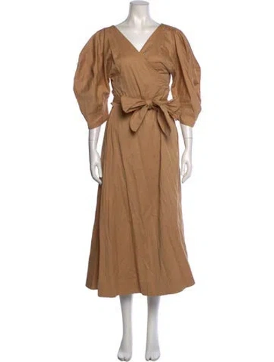 Pre-owned Mara Hoffman V-neck Long Dress In Neutral