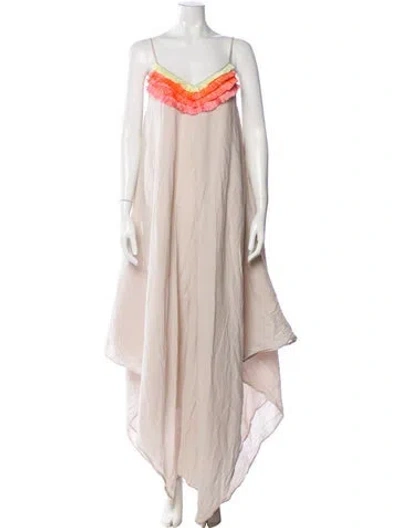 Pre-owned Mara Hoffman V-neck Long Dress In Neutral