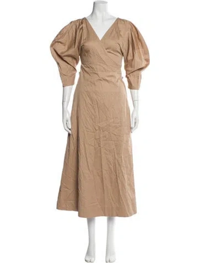 Pre-owned Mara Hoffman V-neck Long Dress In Neutral