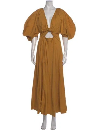 Pre-owned Mara Hoffman V-neck Long Dress In Neutral