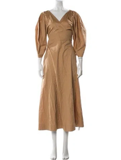 Pre-owned Mara Hoffman V-neck Long Dress In Neutral