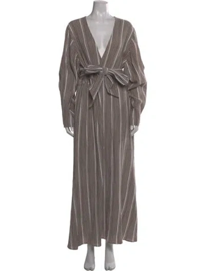 Pre-owned Mara Hoffman V-neck Long Dress In Neutral
