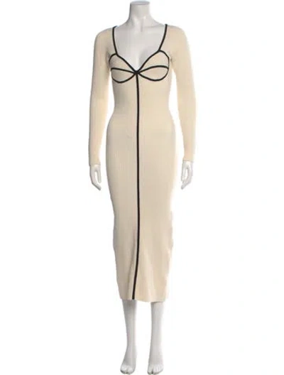 Pre-owned Mara Hoffman V-neck Long Dress In Neutral