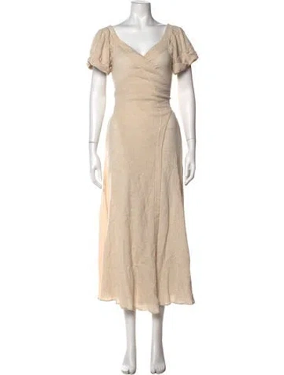 Pre-owned Mara Hoffman V-neck Long Dress In Neutral