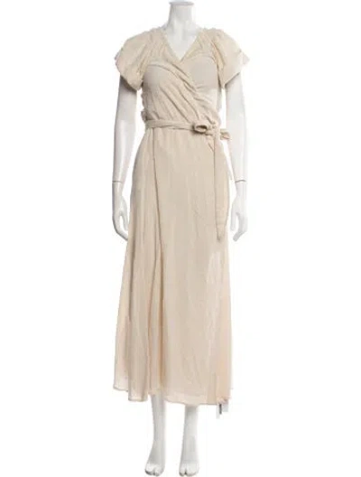 Pre-owned Mara Hoffman V-neck Long Dress In Neutral