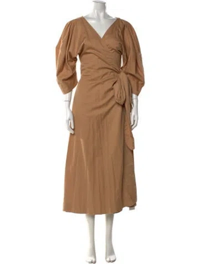 Pre-owned Mara Hoffman V-neck Long Dress In Neutral