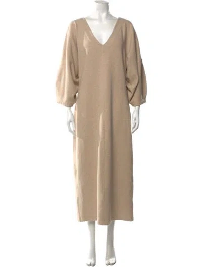 Pre-owned Mara Hoffman V-neck Long Dress In Neutral