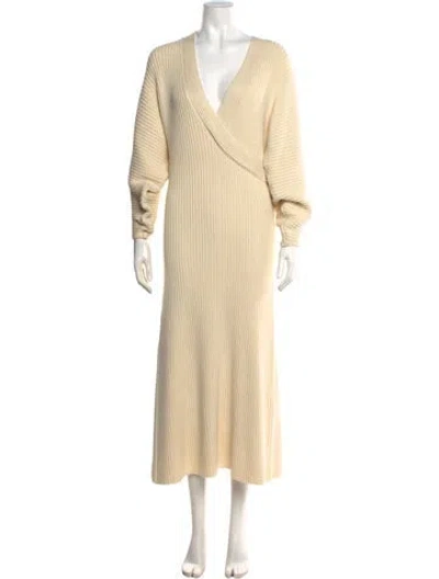 Pre-owned Mara Hoffman V-neck Long Dress In Neutral
