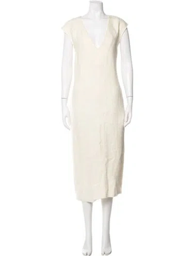 Pre-owned Mara Hoffman V-neck Long Dress In Neutrals