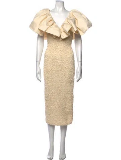 Pre-owned Mara Hoffman V-neck Long Dress In Neutrals