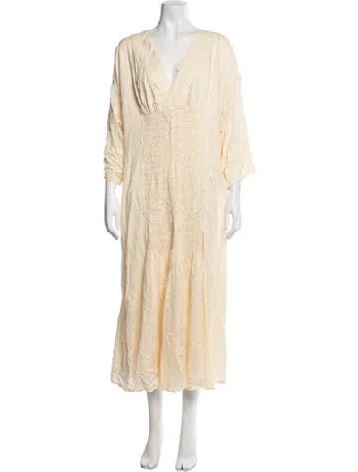 Pre-owned Mara Hoffman V-neck Long Dress In Neutrals